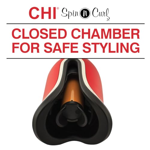 Image of CHI Spin N Curl 1″ Ceramic Rotating Curling Iron, Ruby Red