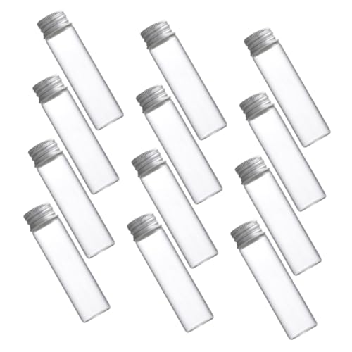 HOMOCONO 50pcs 20ml Glass Storage Bottles Aluminum Screw Caps Leakproof for Inks Pigments and Food