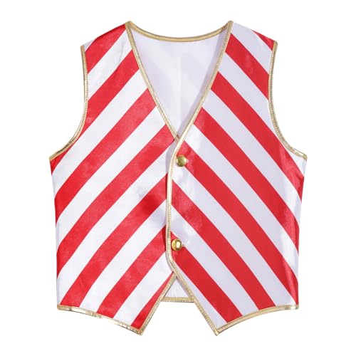 Kids Boys Christmas Candy Cane Striped Vest Hip-hop Jazz Dance Performance Waistcoat Tops