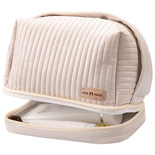 Abiudeng Makeup Bag,Travel Bag,Cosmetic Bag With Handles,Double Layer Cosmetic Bag,Portable Waterproof Women's Travel Makeup Bag Organizer, Toiletry Bag-White #TOP6