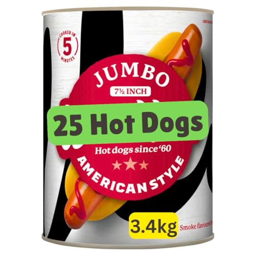 American Hot Dog Sausages, Smoke Flavour (25 Jumbo Hot Dogs 3.4kg)