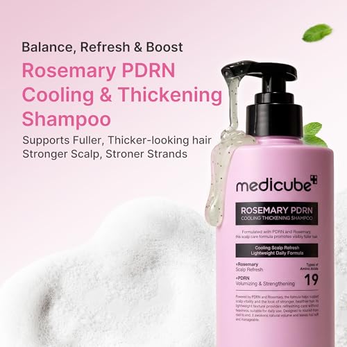 medicube Rosemary PDRN Clarifying Thickening Shampoo | Cooling, Clarifying Care for Thinning, Weak & Flaky Hair | Amino Acid Complex for Stronger, Thicker-Looking Hair | Korean Hair Care, 13.52 fl.oz