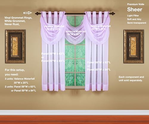 Image of Today's Curtain, Emelia Grommet Sheer Panel 63 inch Lilac, 59 inch W x 63 inch L