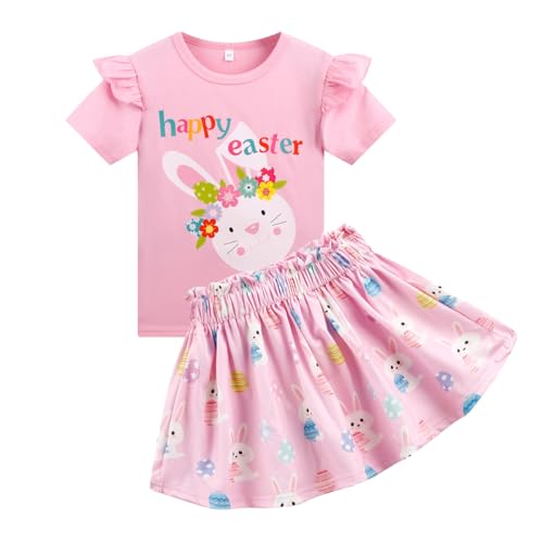 Image of Akyzic Little Girl Skirt Outfit Two Piece Spring Summer Outfit Butterfly Dress Cat Print Skirt Toddler Girl Outfit Set