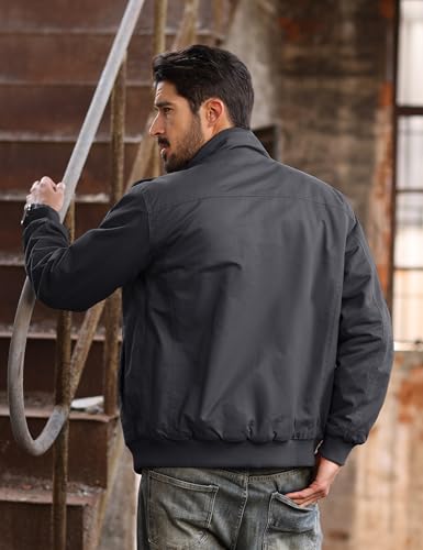 Image of TACVASEN Men's Lightweight Military Cotton Jacket Casual Windbreaker Coat | with zipper and hidden snap,stand collar,multi pockets,tactical m65 field cargo outerwear for winter & fall,utility windproof