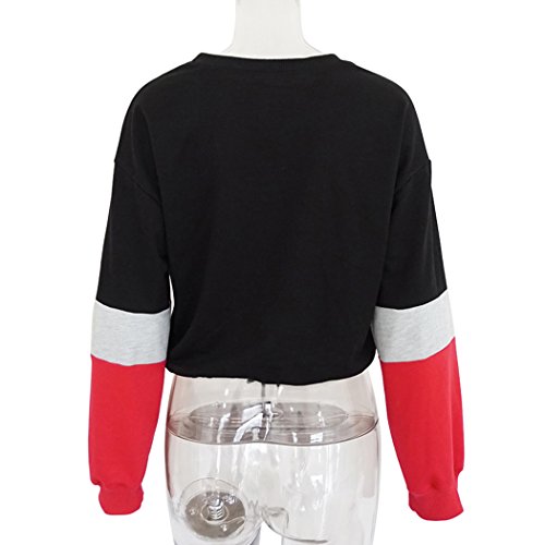 Women's Color Stitching Hem Lace Up Crop Sweatshirts - image 8