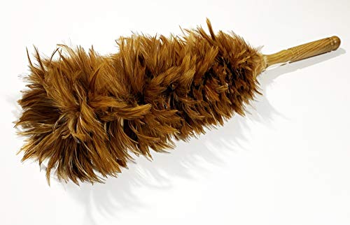 Aayu Red Rooster Chicken Saddle Feather Duster| 24 Inches |Home, Car And Blinds Cleaning Indoor/Outdoor Use | Genuine Wooden Handle |62 Cm Overall Long #TOP4
