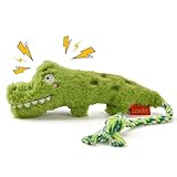 AUSCAT Plush Dog Rope Toy, Durable Squeaky Dog Toys for Puppy Small Medium Dogs (Not for Aggressive Chewers), Crocodile