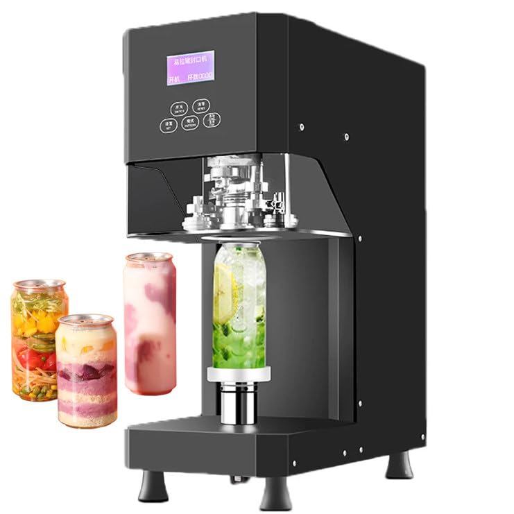 Macchina Sigillatrice Automatica per Lattine con Pannello Intelligente E Conteggio, Altezza Regolabile, Aggraffatrice per Lattine da 52-58 Mm, per caffè, tè al Latte, LAT-Black