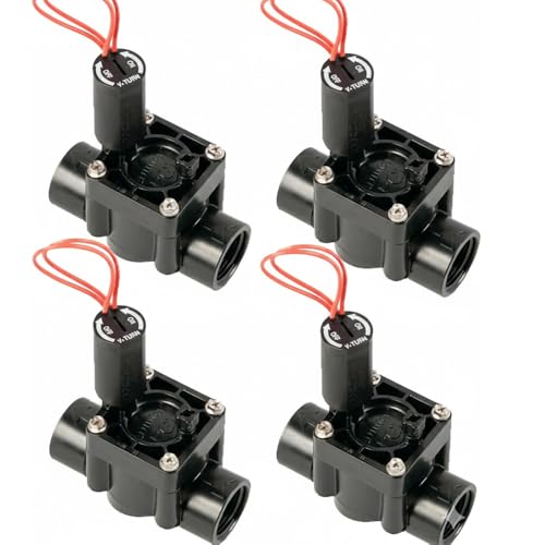 Suinga Pack 4 Electroválvula de riego 1' 24V PGV100 Hunter, para sistema automático de riego, control con todos los programadores eléctricos del mercado, control agua riego automático, negro