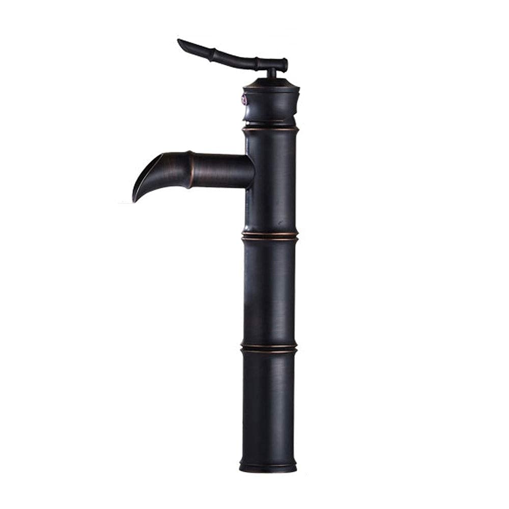 Robinet en bronze style bambou, mitigeur d'évier vintage chic pour salle de bain