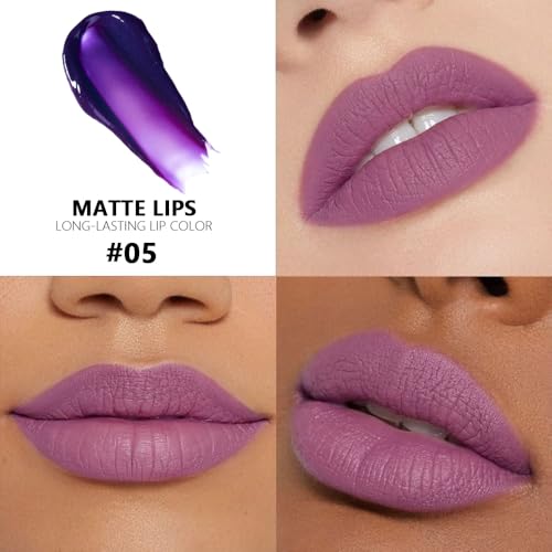 Image of evpct Plum Purple Lip Stain Peel Off, Matte Finish Transfer Proof Lips Liner Stain Peel off Lip Tint Gloss Marker Makeup, Long Lasting Waterproof Lipstick Highly Pigmented 24 Hours Original, 05#