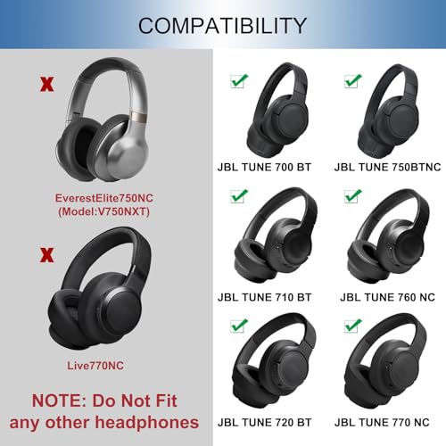 Image of GEVO Earpads for JBL Tune 770NC /760NC (Not Fit JBL Live Series) Headset | Ear Cushions for JBL Tune 700BT /710BT /720BT /750BT /750BTNC /760NC /770NC | Protein leather | Original-Fit Design | Blue