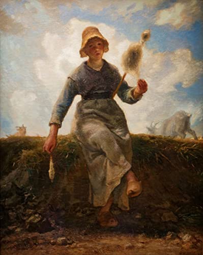 Impression d'affiches d'art Le Fileur chevrier Auvergne Jean-François Millet sur toile 60x90cm
