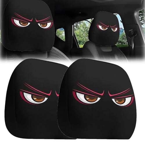 2PCS Funny Cartoon Car Headrest Covers, Cute Funny Cartoon Eyes Car Headrest Cover, Elastic Breathable Head Rest Covers Decoration for Auto Front Seat Rest Decoration (2)