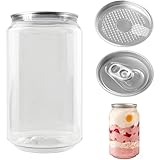 UIBAO Gobelets en Forme de canette,Contenants Transparents avec Couvercle,Bouteille de jus Polyvalente pour café glacé,Smoothies,bière et Cocktails 500pcs