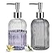Dispenser di Sapone, 2pcs Dispenser Sapone bagno Distributore di Sapone in Vetro Premium con Rivestimento Dispenser di Vetro per Detersivo per Piatti,Olio Essenziale