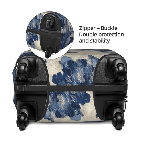Vintage Navy Abstract Floral Flower Elastic Travel Luggage Covers Dustproof Scratch-Resistant Suitcase Protector Fit 22-24 Inch2