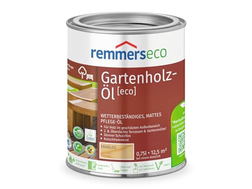 Remmers Gartenholz-Öl [eco], farblos, 0,75 Liter, Wetterbeständiges, mattes Öl, aussen und innen, optimal für Terassen & Gartenmöbel, rutschhemmend