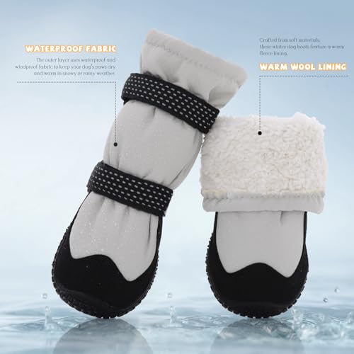BWBIKE Anti-Rutsch Hundestiefel für Winter Regen & Schnee, Pfotenschutz für Outdoor-Abenteuer & Hartböden, rutschfeste Hundeschuhe mit Gummisohle