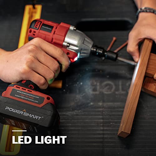 Powersmart Brushless Cordless Impact Wrench 1/2 In. With Friction Ring, 4.0Ah 20V Battery And Fast Charger, Power Bits/Nut Drivers/Sockets Set Included #TOP2