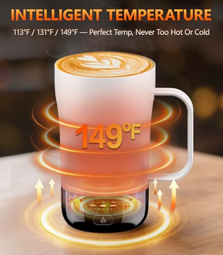 Image of Self-Heating Coffee Mug, 14oz Heated Coffee Mug - Rechargeable Temperature Control Coffee Mug Keep Coffee Hot, Smart Mug Great Gift for Coffee Lovers & Slow Sippers