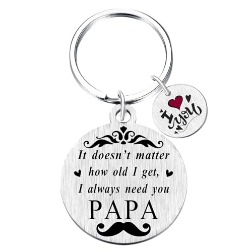 Yobent Papa Gifts - Funny Papa Birthday Keyring from Granddaughter Grandchildren Grandkids - Best I Love You Retirement Present for Men
