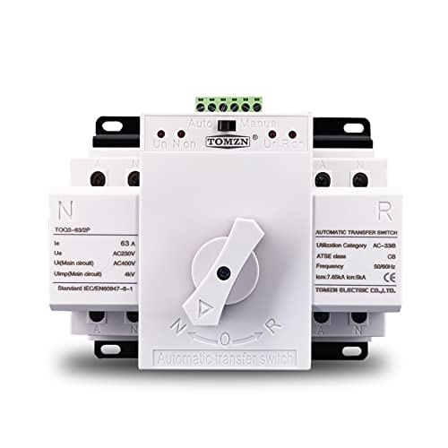 Commutateur de transfert automatique double puissance ATS 2P 63A pour maison et panneaux solaires