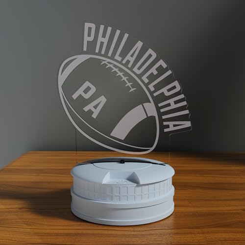Image of CLORURBANLIVE 3D Football Philadelphia Night Light 3D Illusion Lamp with Remote Control 16 Color Options Sports Decor Lighting for Fans - Multicoloured OneSize