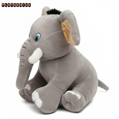 Image of Sitting Elephant Soft Toy - Grey | Super-Soft Plush Stuffed Animal for Girls Kids | Soft Stuff Toy for Kids | Ideal for Birthday Gift - 36 CM | Cute-Design & Washable