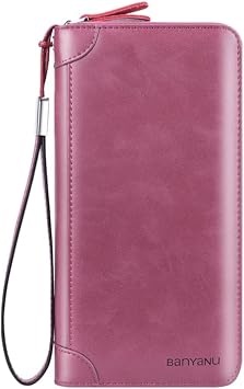 Large Long Womens Wallets 24 Card Holder Large Capacity Multifunctional Wallet Women RFID Blocking Genuine Leather Material Womens Wallet Violet