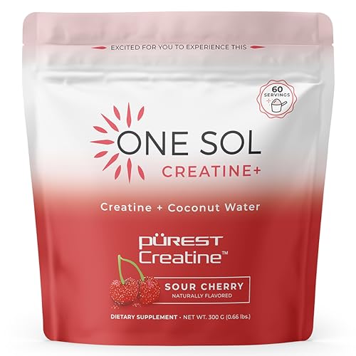 One Sol Creatine for Women All Natural Womens Creatine Powder w Pure Creatine & Coconut Water Increase Lean Muscle Mass Reduce Recovery Time Promote Brain & Bone Health (Sour Cherry 60 Servings)