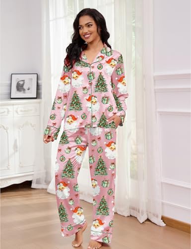Image of SHESHOW Satin Pajamas for Women Set Long Sleeve Button Down Sleepwear 2 Piece Nightwear Women Pjs Sets Size XS-XXL