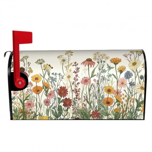 Khope Fall Mailbox Covers Magnetic Standard Size 18 x 21 Inch Autumn Wild Flowers Letter Box Cover Outdoor Mail Wraps Cover for Garden Home Yard Decor by Khope - Used condition - US$6.67