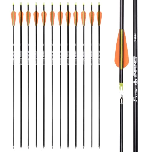 30 inch Carbon Arrow Hunting Arrows with 100 Grain Removable Tips for Archery Compound & Recurve &