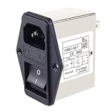 IEC Netzfilter mit Wippschalter und Sicherungshalter, für EMI-Rauschunterdrücker-Buchse für Industriemaschinen und Audio-Video-Geräte, kompaktes Metallgehäuse, (CW2C-3A-T)
