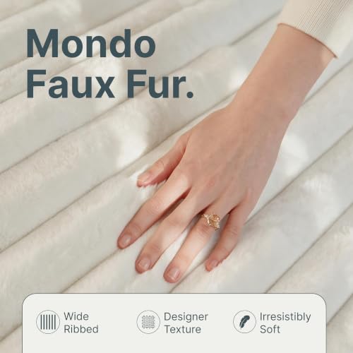 Image of Jaxx 6 Foot Cocoon - 2-in-1 Convertible Bean Bag Bed & Large Bean Bag Chair for Adults, Premium Luxe Faux Fur - Mondo Ivory