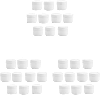 Juego de 3 recipientes vacíos de plástico rellenables para crema facial con tapa, color blanco, 50 g