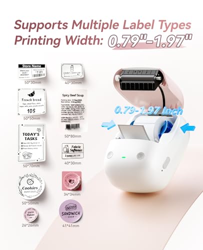 Image of NIIMBOT B2 Label Maker(Pink) Machine with 4 Rolls Label Tape for Home Kitchen Office Organization