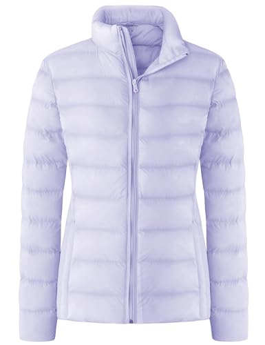 ZSHOW Women's Lightweight Winter Coat Packable Short Puffer Jacket (Light Purple,M)