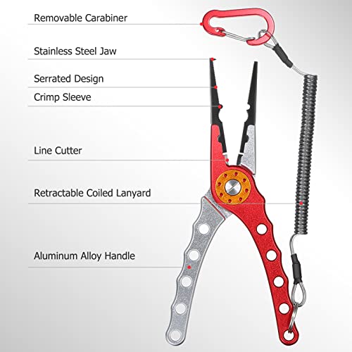 Henniu Kit combinado de alicate de pesca multifuncional com garra de peixe tesoura retractor equipam