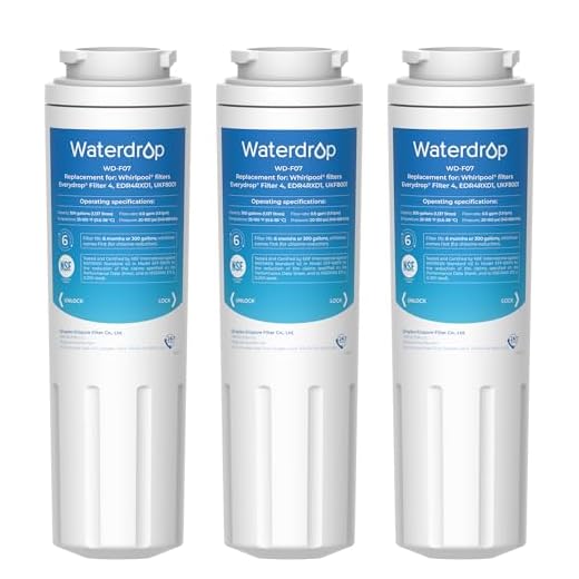 Waterdrop UKF8001 Refrigerator Water Filter 4, Compatible with Whirlpool EDR4RXD1, EveryDrop Filter 4, Maytag UKF8001AXX-750, UKF8001AXX-200, 46-9006, Puriclean II, WD-F07, 3 Filters