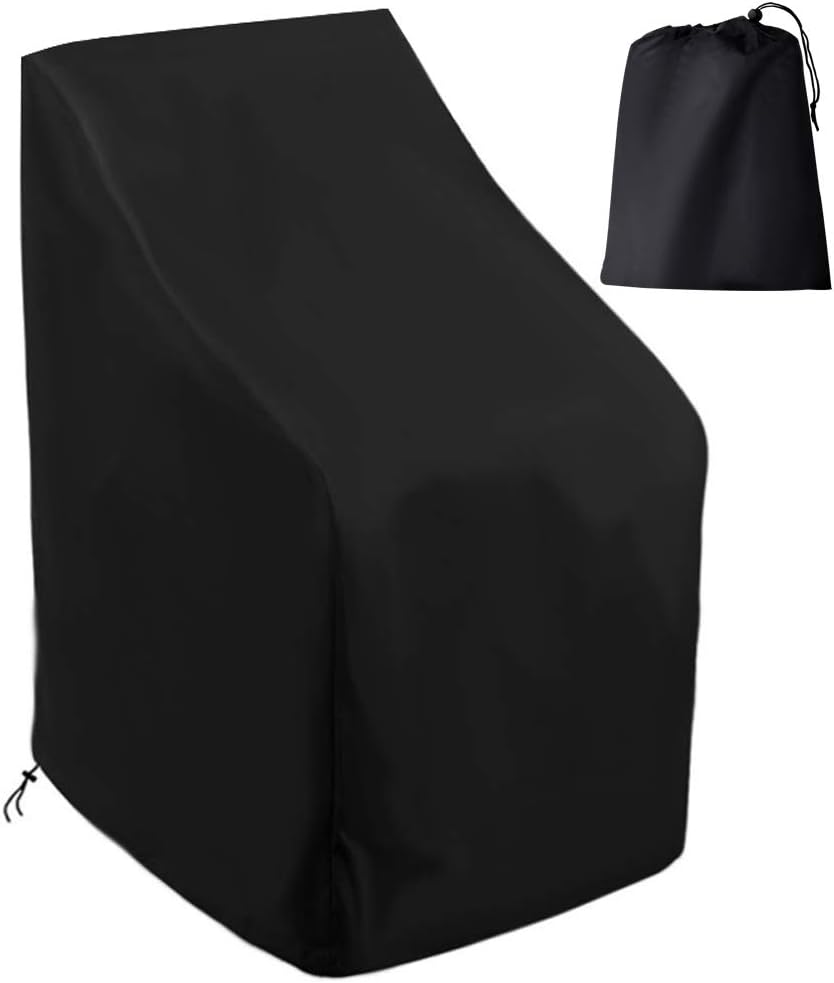 Garden Chair Covers, Patio Stacking Chair Cover Waterproof Oxford Fabric Stacking Chair Covers with Storage Bag & Windproof Buckle for Outdoor Patio Garden(65x65x120x80cm/26x26x47x32inch)
