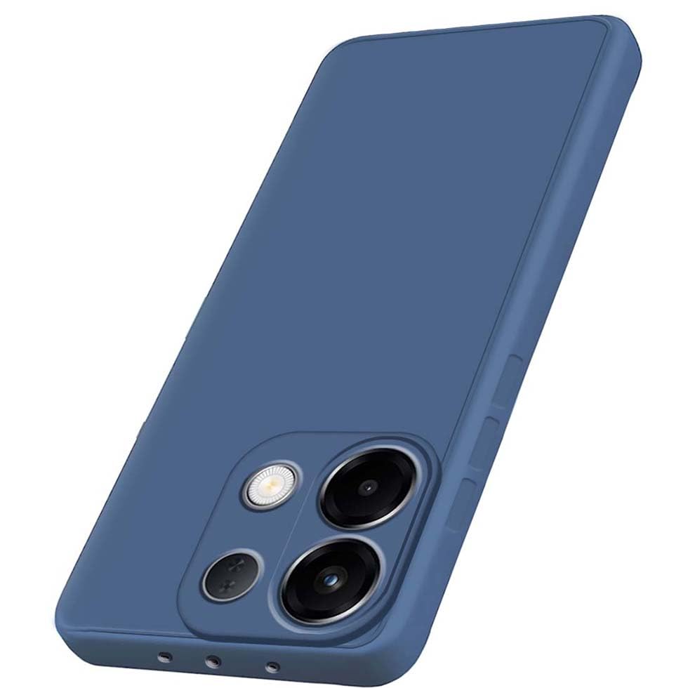 Image of Fashionury Liquid Silicon Back Cover for Oppo K13 5G | Inner Velvet Fabric | Camera Protection | Anti-Fingerprint | Ultra Slim Case (Blue)