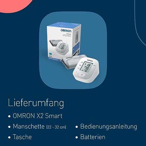 OMRON X2 Smart – Automatisches, klinisch validiertes Oberarm-Blutdruckmessgerät mit Bluetooth und...