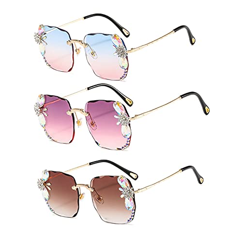 willochra Diamond Rhinestone Sunglasses Women Men Crystal Sun Glasses Clear Lens Square Sun Glasses Vintage Shades