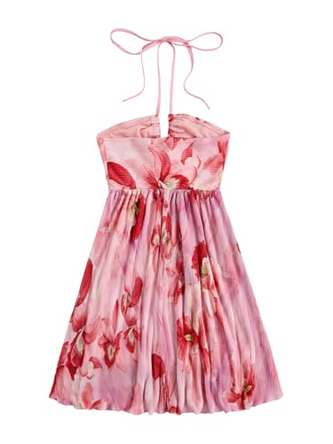Image of SOLY HUX Women's Tie Dye Cami Dress Halter Backless Sleeveless A Line Short Summer Dresses Sundress