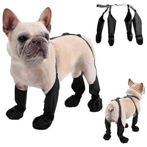 BECEMURU Suspender Dog Boots Leggings with Anti-Slip Sole for Small & Medium Dogs, Paw Protector, Perfect for Outdoor Walking, Hiking, Waterproof and Anti-Fall Dog Shoes with Adjustable Strap (S)