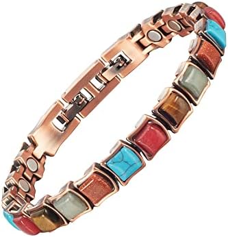 MagVIVACE Copper Bracelet for Women for Arthritis and Joint, 7.68'' Pure Copper Magnetic Therapy Bracelet for Carpal Tunnel, 3500 Gauss Effective Magnet (B)