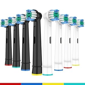8 Stück Aufsteckbürsten kompatibel mit Oral B Elektrische Zahnbürste, Zahnbürstenaufsatz für Oral B Pro 2, Genius X, Pro 3, Vitality 100, Precision Zahnbürstenköpfe von HSYTEK - Schwarz/Weiß